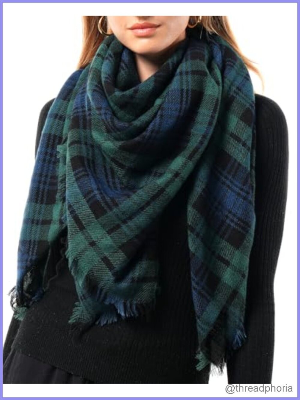 Plaid Soft Shawl Wrap Scarf Women Winter Lightweight Oversized 55x55